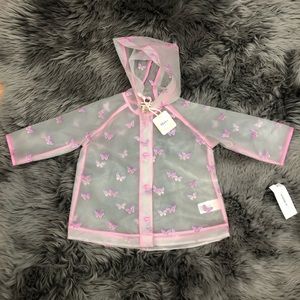 Hatley | Girl's Butterfly Raincoat | Clear & Pink | 9-12 Months